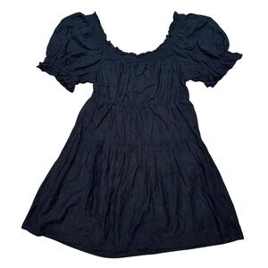 OLD‎ NAVY Women Mini Dress Size M  Eyelet Tiered Puff Sleeve Cottagecore Boho